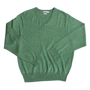 Peter Millar 100% Merino Wool Sweater Long Sleeve‎ V Neck Pullover Sz XL Logo